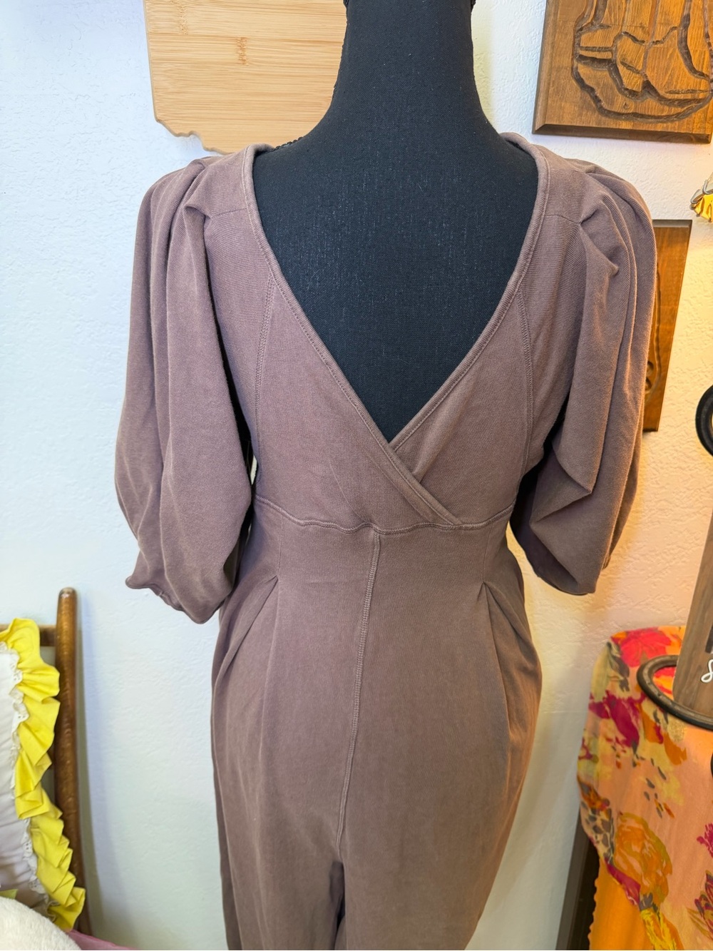 Intimately Free People Off Shoulder Empire Waist Jogger Harem Jumpsuit XS Brown - Picture 8 of 16